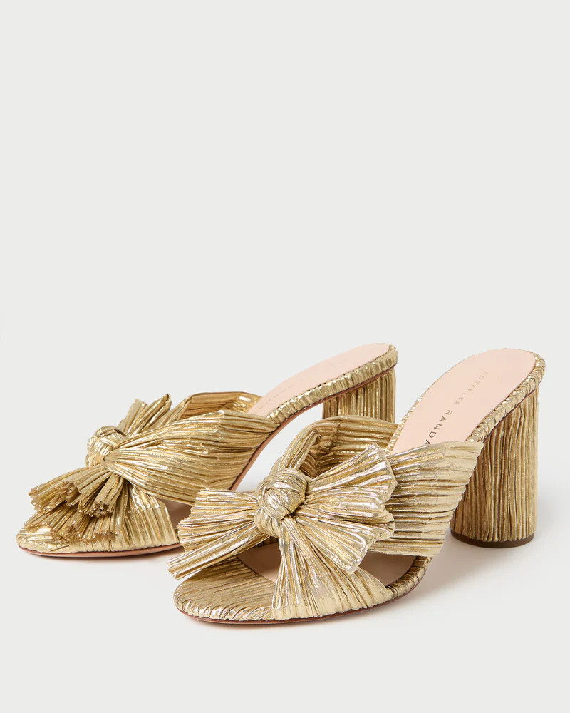 Penny Gold Pleated Bow Heel | Loeffler Randall