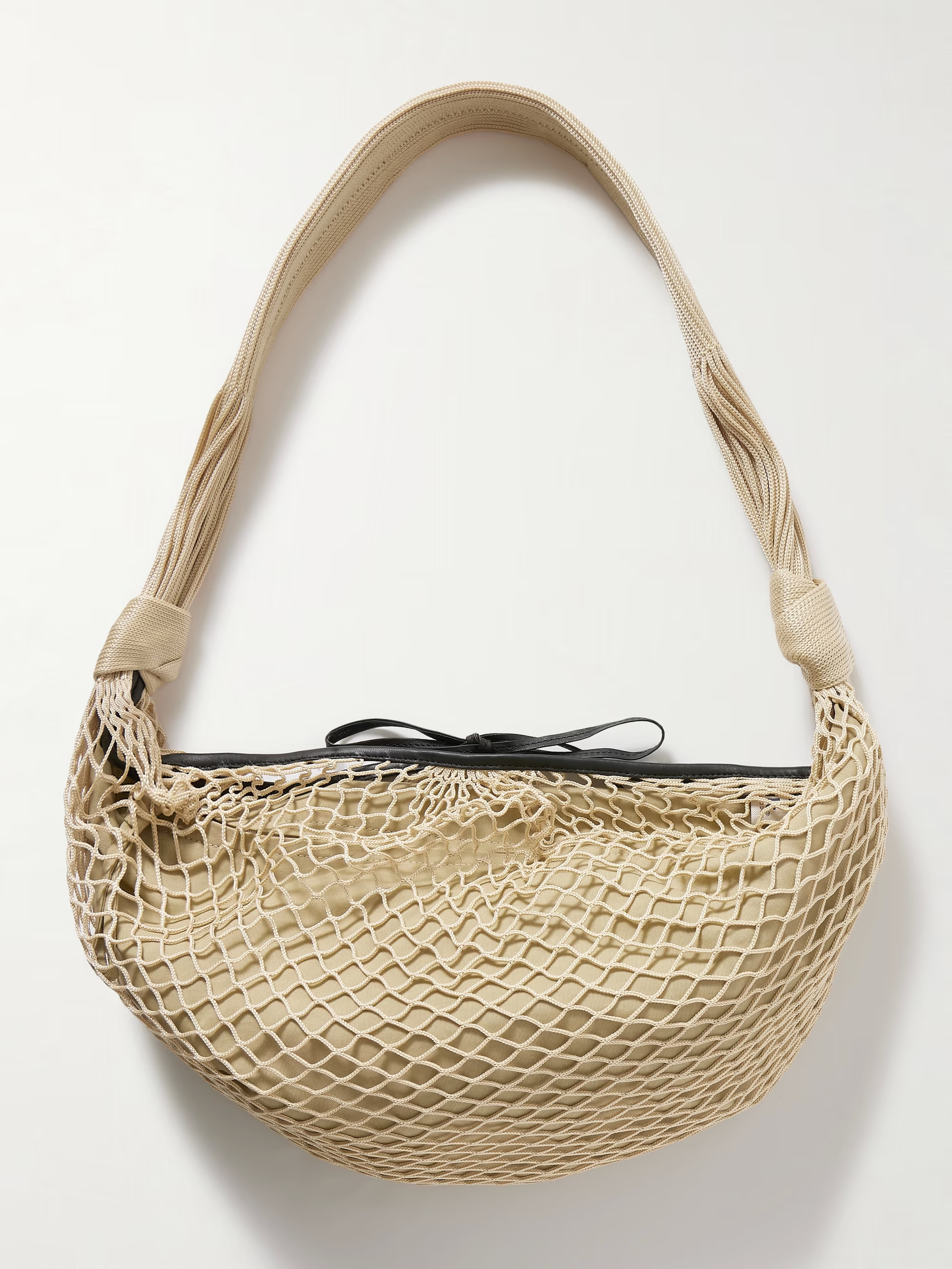 Croissant leather-trimmed fishnet shoulder bag | NET-A-PORTER (UK & EU)