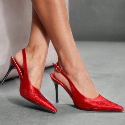 Pointed Toe Stiletto High Heel Women's Red Shoes, Fashion Trendy For Daily Wear And Party Valentine Day | SHEIN