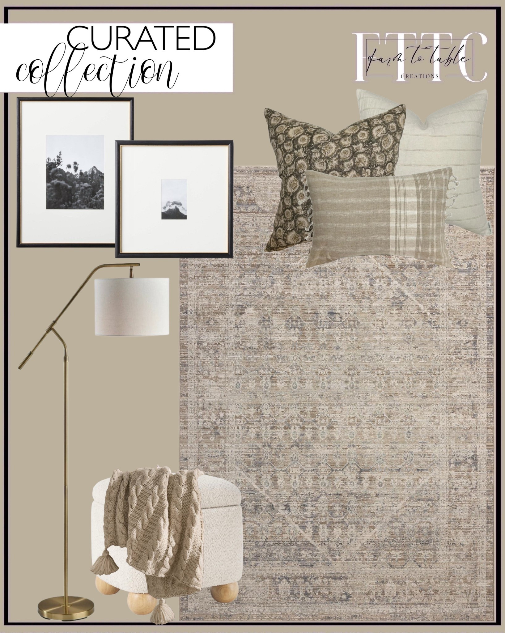 Curated Neutral Living Room Finds For A Warm, Collected Home

Follow @farmtotablecreations on Instagram for more cozy home inspiration.

This curated collection brings together soft neutrals, subtle pattern, and timeless textures for a layered living room look that feels calm and elevated. I paired a vintage-inspired neutral rug with classic black-and-white artwork, warm brass lighting, and cozy textiles to create a space that feels inviting but still refined. The mix of patterned pillows, woven textures, and warm wood tones gives that effortlessly collected feel that works beautifully year-round.

Perfect for anyone looking to refresh their living room with pieces that are versatile, neutral, and easy to style together.

#livingroomdecor #neutraldecor #area rug #pillows #livingroomfurniture #homedecor #interiorinspo #neutralhome #cozyhome #modernorganic #rug #throwpillows #floorlamp #wallart #target #amazonhome

#LTKHome #LTKSaleAlert #LTKFindsUnder50