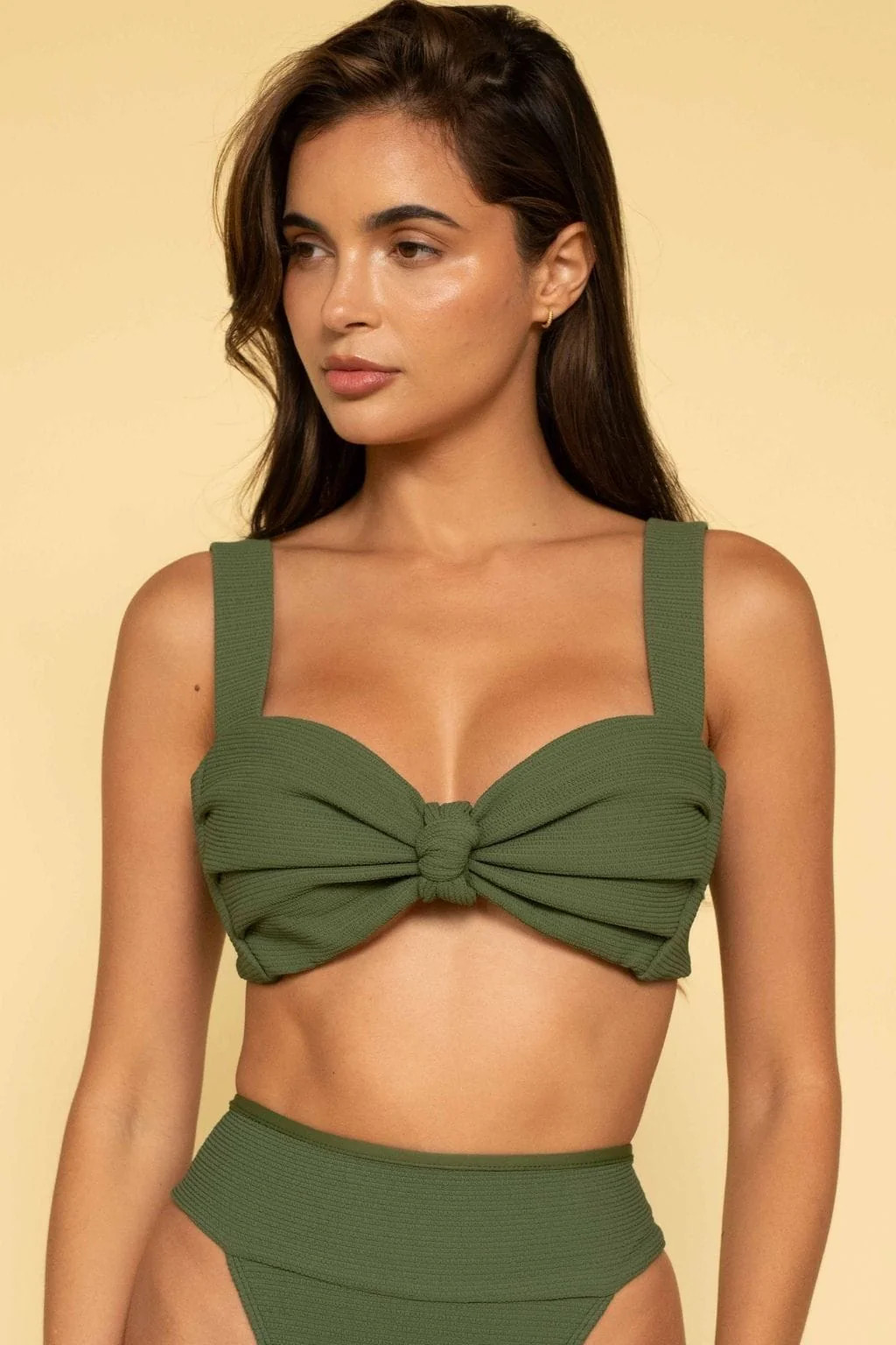 Olive Micro Scrunch Hayden Bikini Top | Montce