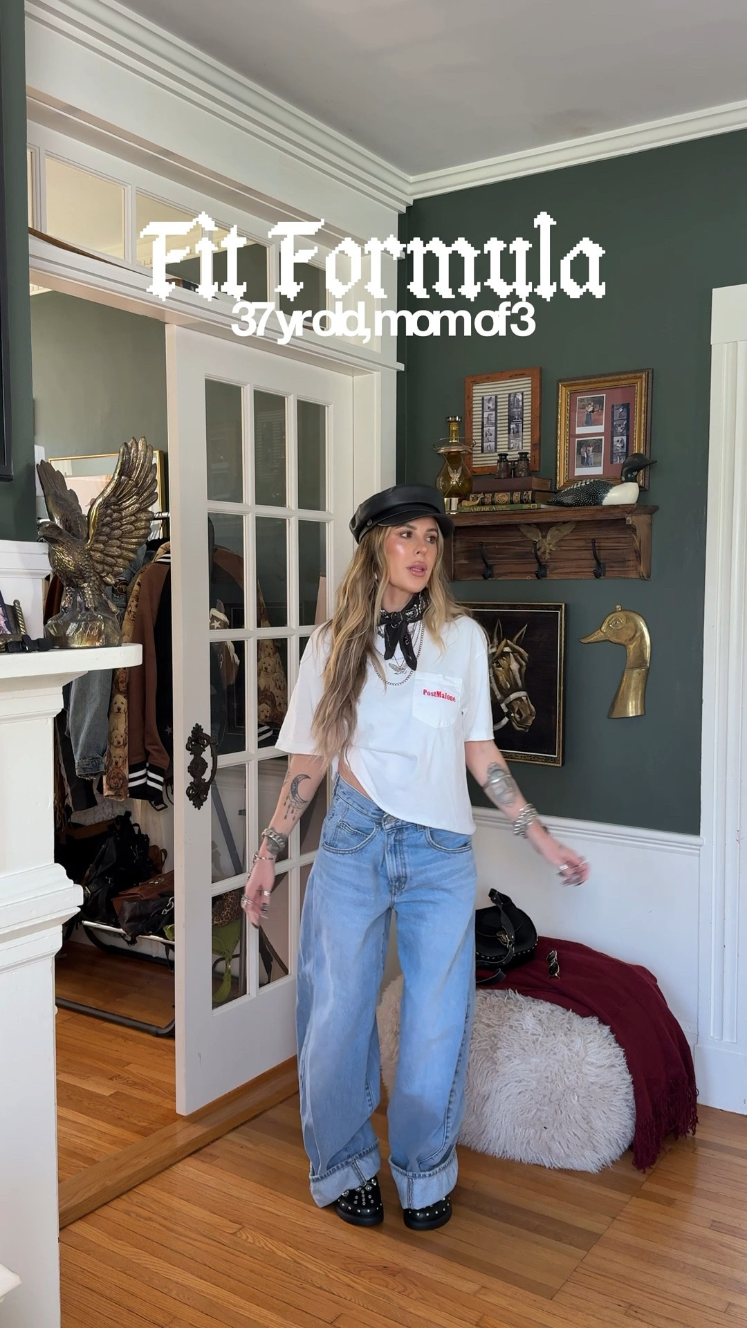Today’s fit formula! Hat is old Brixton but linked my new fav! Tshirt is post Malone merch ♥️ @levi 

#LTKgrwm #LTKootd