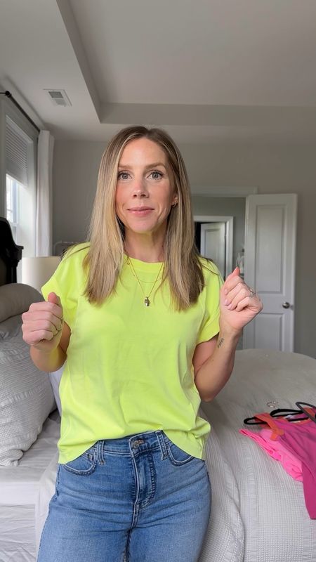 Give me all the bright colors for summer! Wearing a small in all tops - fit TTS 