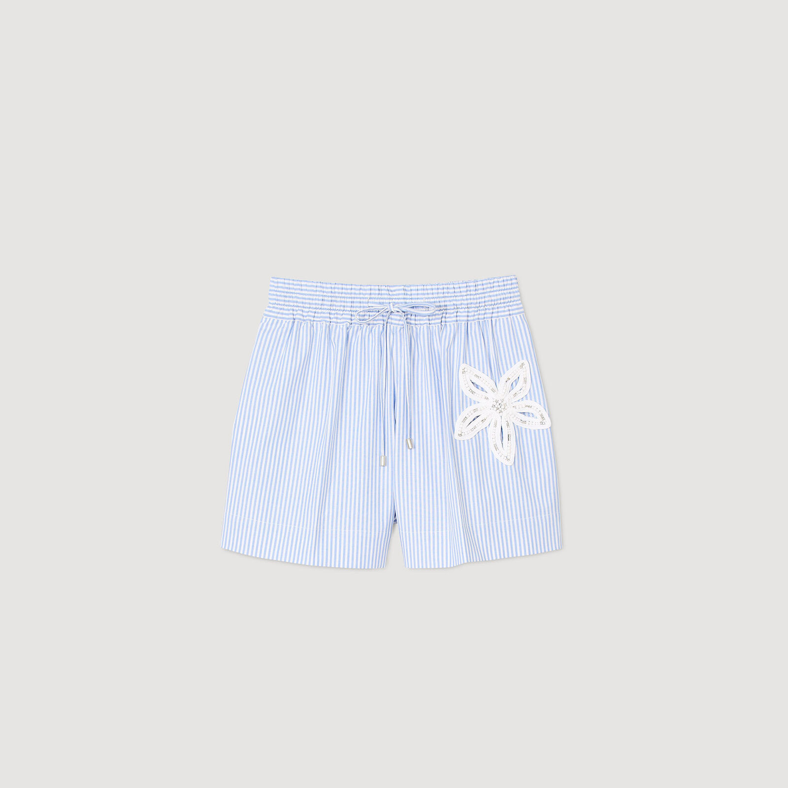 Striped shorts with flower detail | Sandro US | Sandro-Paris US