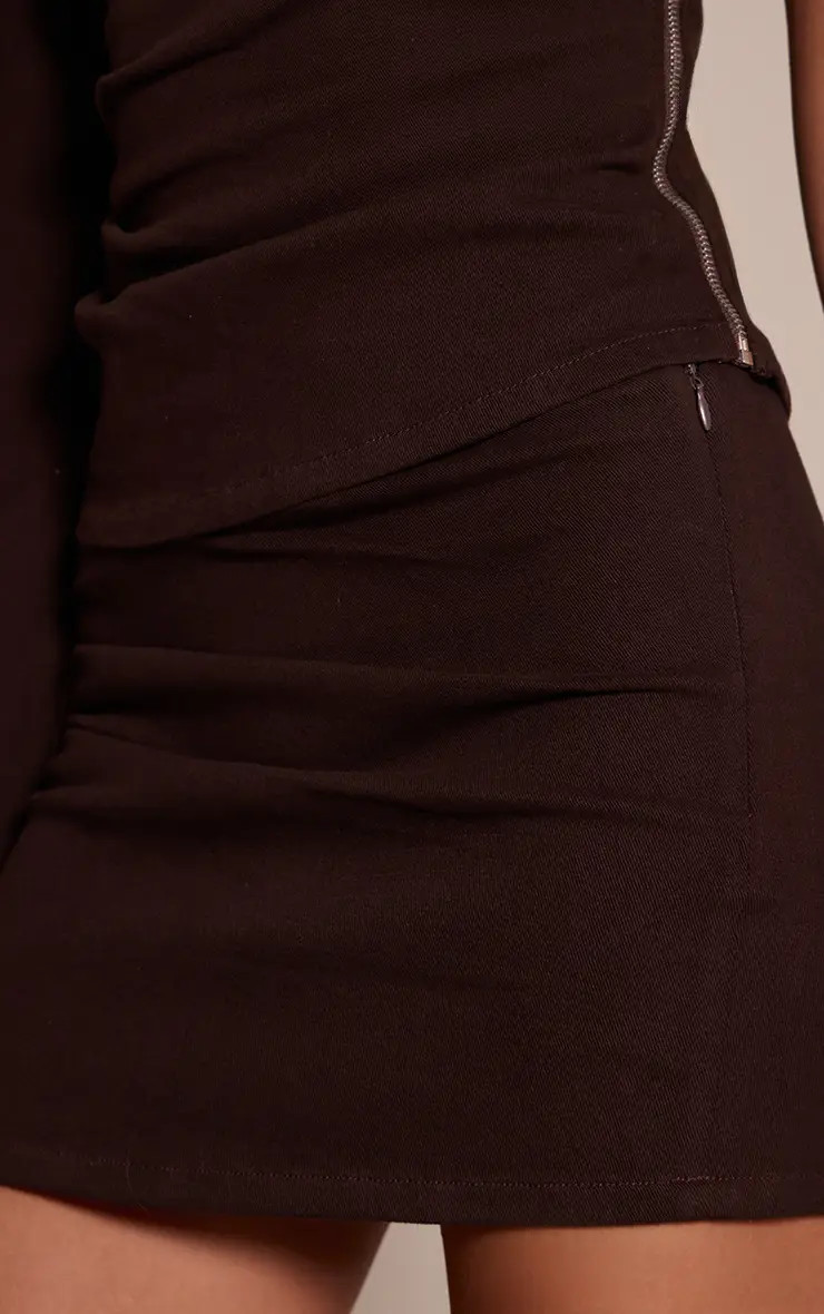 Skirts | Raw Indigo Ruched Detail Denim Mini Skirt | PrettyLittleThing | PrettyLittleThing US