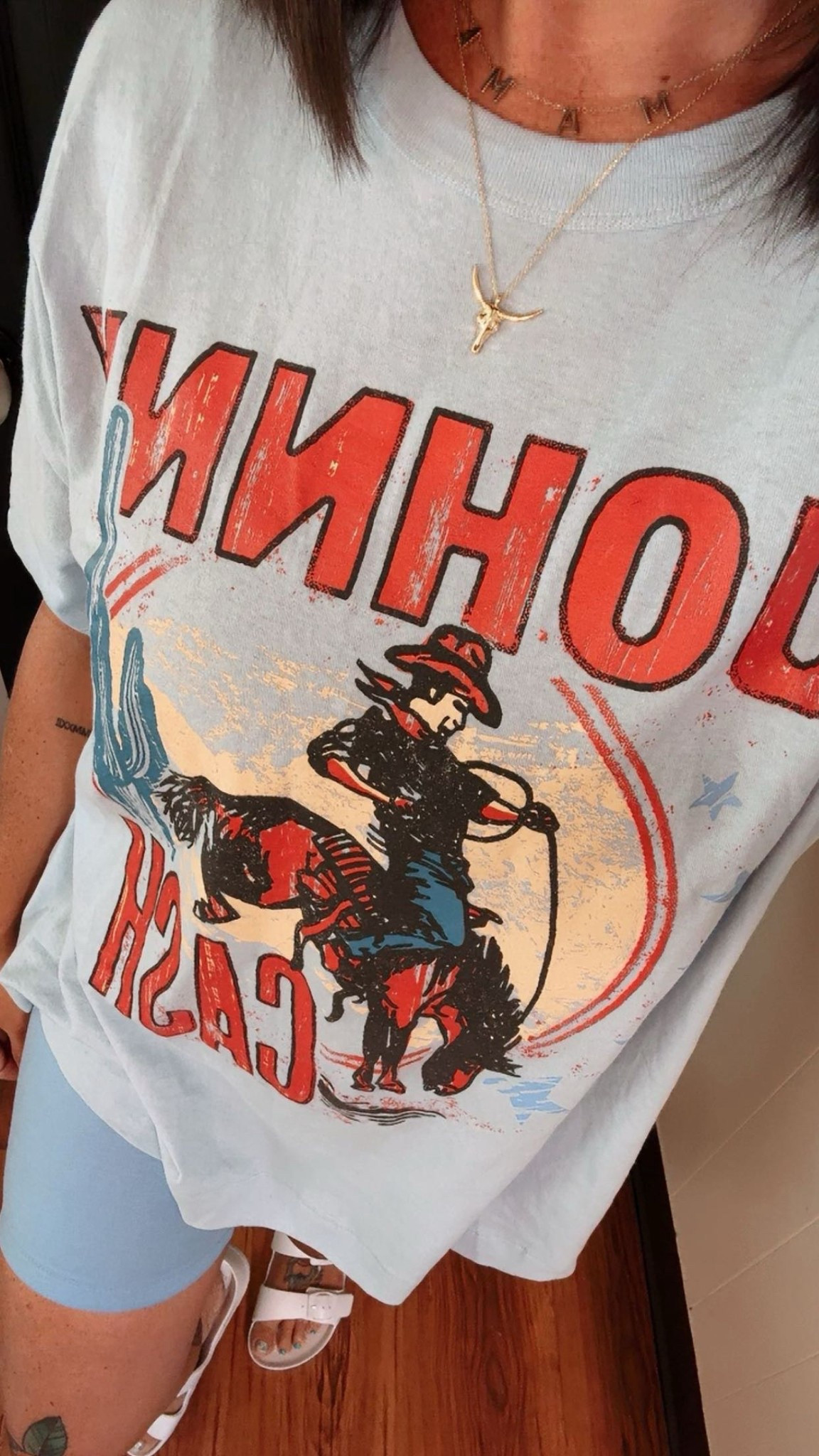 Old navy 
Johnny Cash t shirt 
Biker shorts 

#LTKStyleTip