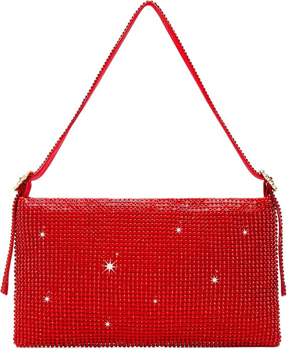 Afashor Women's Rhinestone Evening Bag Shiny Shoulder Clutch Purse for Wedding Party with Adjusta... | Amazon (US)