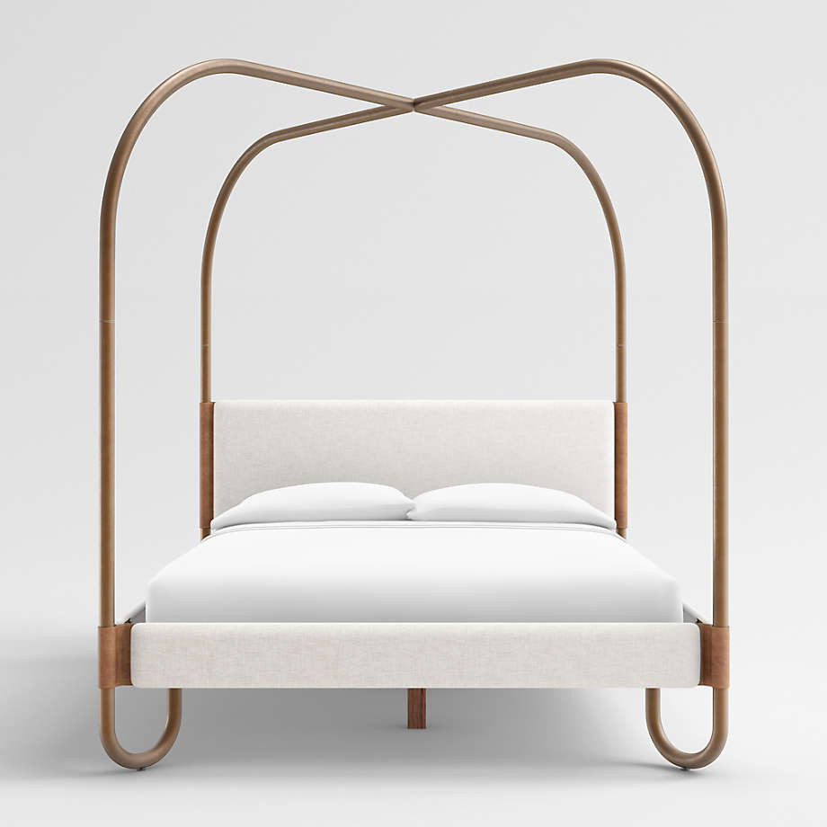 Gracia Queen Dark Pewter Upholstered Canopy Bed + Reviews | Crate & Barrel | Crate & Barrel