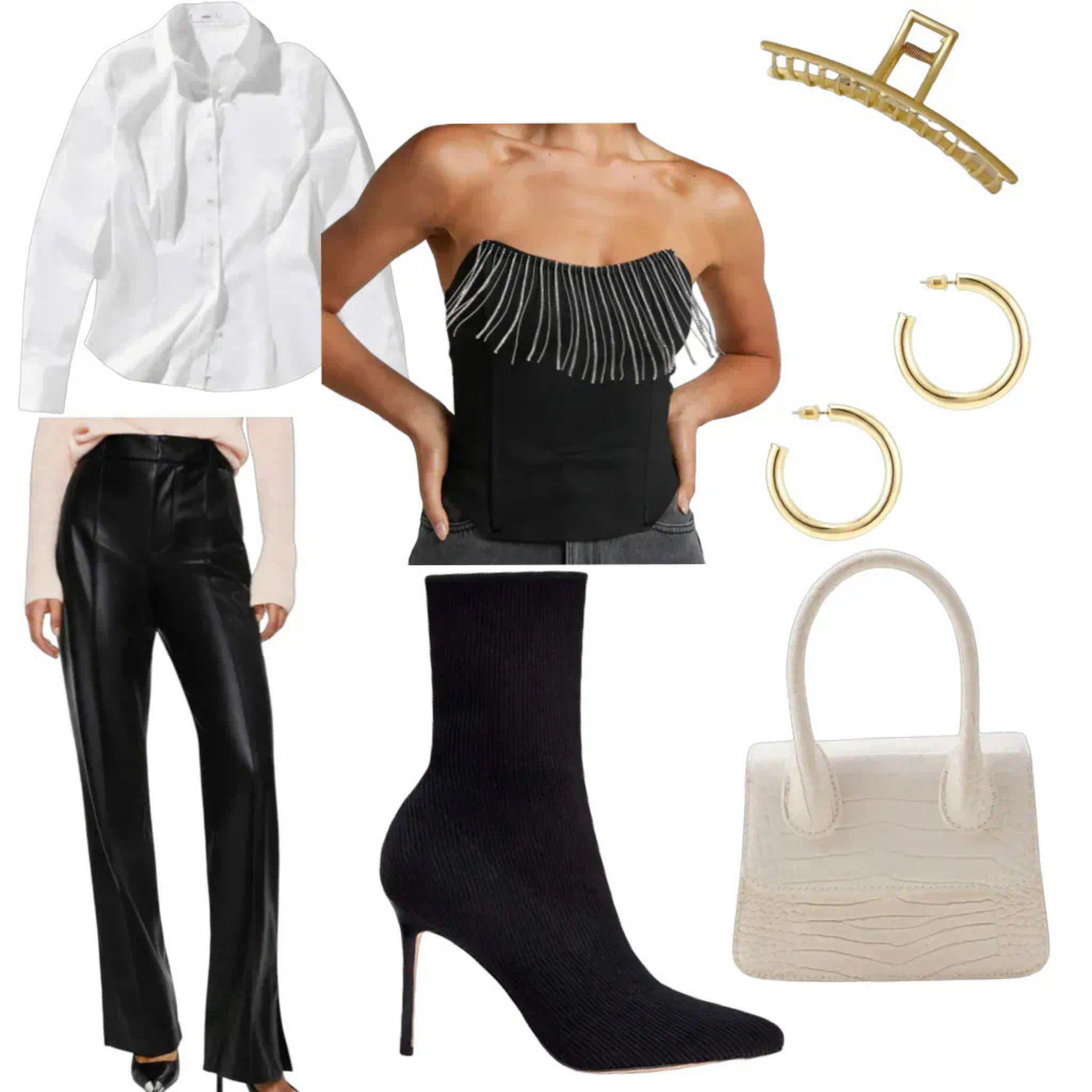 Need a holiday outfit but don’t want to wear a dress? Look no further - try layering a corset over a fitted poplin shirt! 

Holiday outfit. Corset outfit. Holiday party outfit. Holiday party. Party outfit. Classy party outfit. Holiday. Party. Outfit. Corset. Faux leather pants. Leather pants. Leather pants outfit. Sock booties. Booties. Chunky earrings. Chunky hoop earrings. Christmas outfit. Christmas look. Christmas party outfit. Christmas party look. 

#LTKSeasonal #LTKunder100 #LTKHoliday