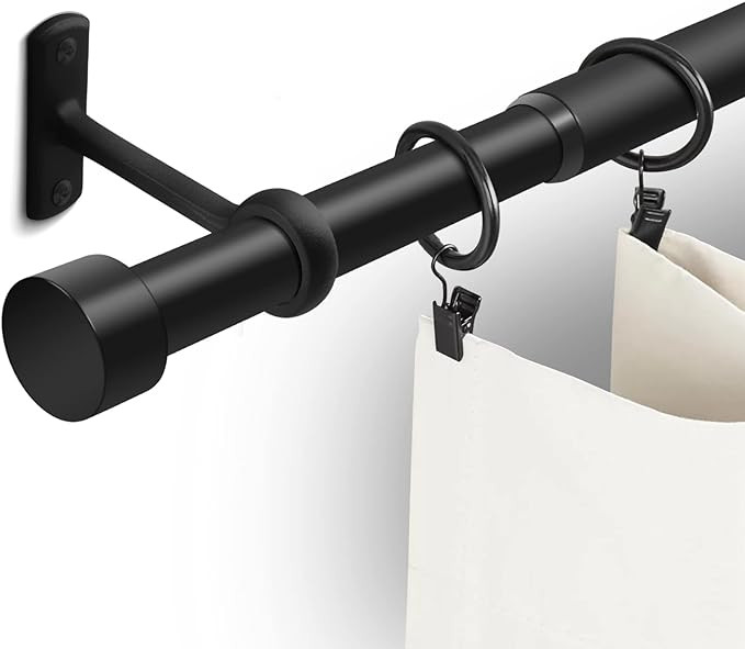 1 Inch Curtain Rods for Windows Extra Long 120 to 240 Inch Black Rustic Curtain Rod Set, Modern D... | Amazon (US)