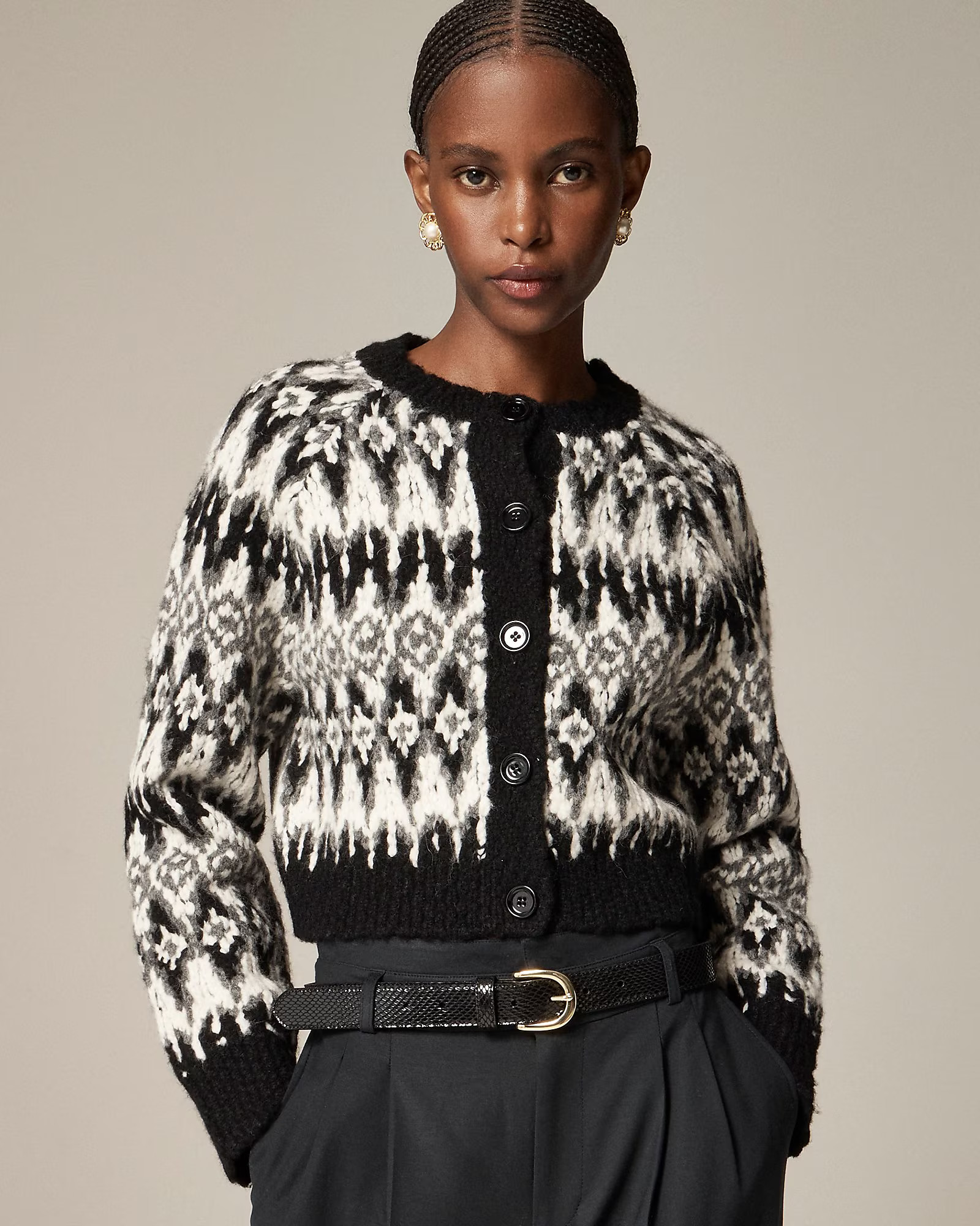 Cropped Fair Isle cardigan sweater | J. Crew US