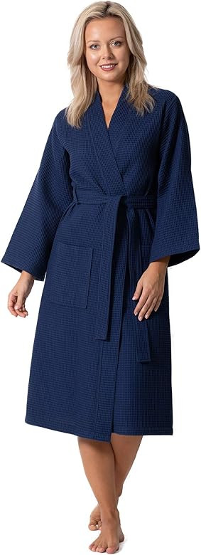 Turkish Linen Waffle Knit Lightweight Kimono Spa & Bath Robes for Women - Quick Dry - Soft | Amazon (US)