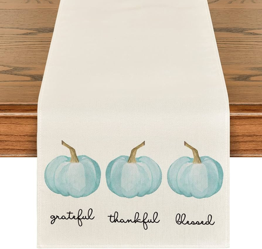 Artoid Mode Grateful Thankful Blessed Pumpkins Table Runner, Seasonal Fall Harvest Kitchen Dining... | Amazon (US)