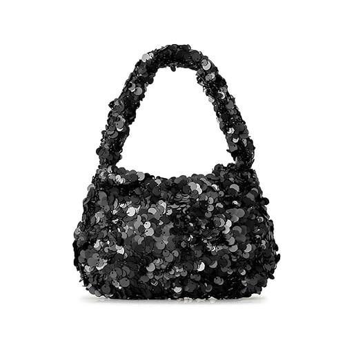 Sequin Bags for Women Stylish Purse Sparkly Glitter Top Handle Handbag Hobo Bag for Wedding Dinner Party Prom (Black) | Amazon (US)