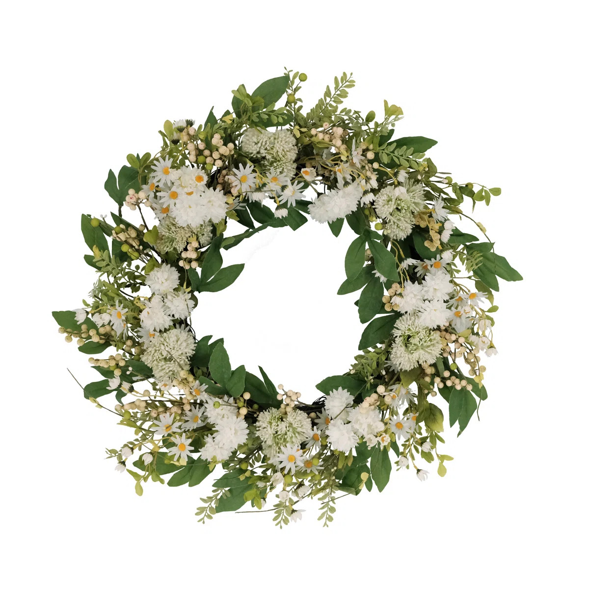 30" Artificial Chrysanthemum and Daisy Floral Spring Wreath | Wayfair North America
