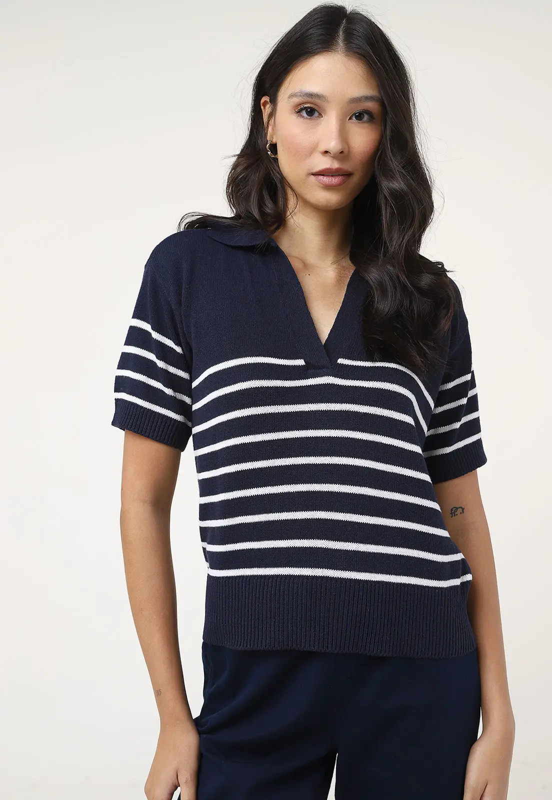 Camisa Polo Hering Tricot Listrado Azul-Marinho | Dafiti (BR)