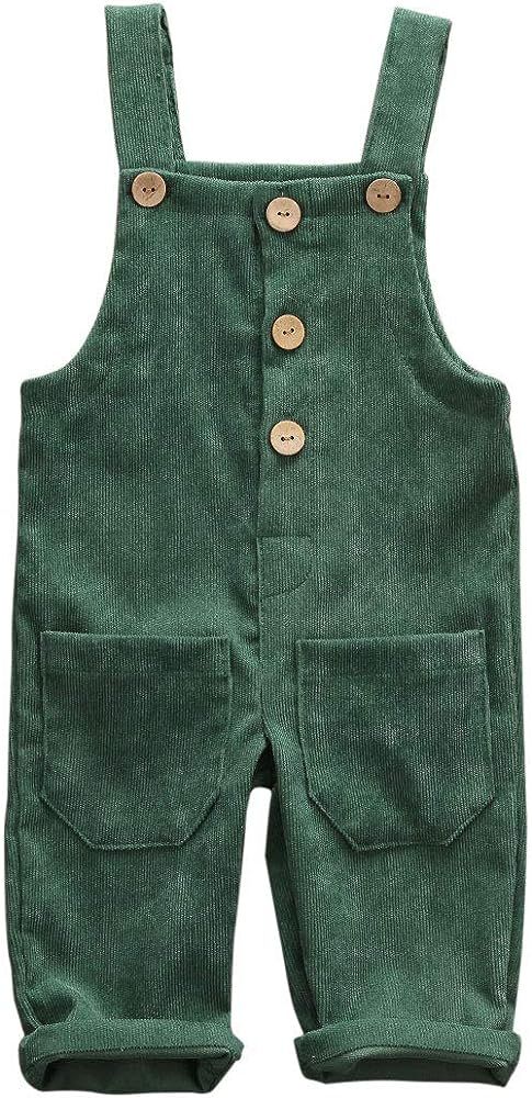 Baby Boy Girl Corduroy Overalls Solid Suspender Bib Pants One-Piece Strap Jumpsuit Pocket Fall Wi... | Amazon (US)