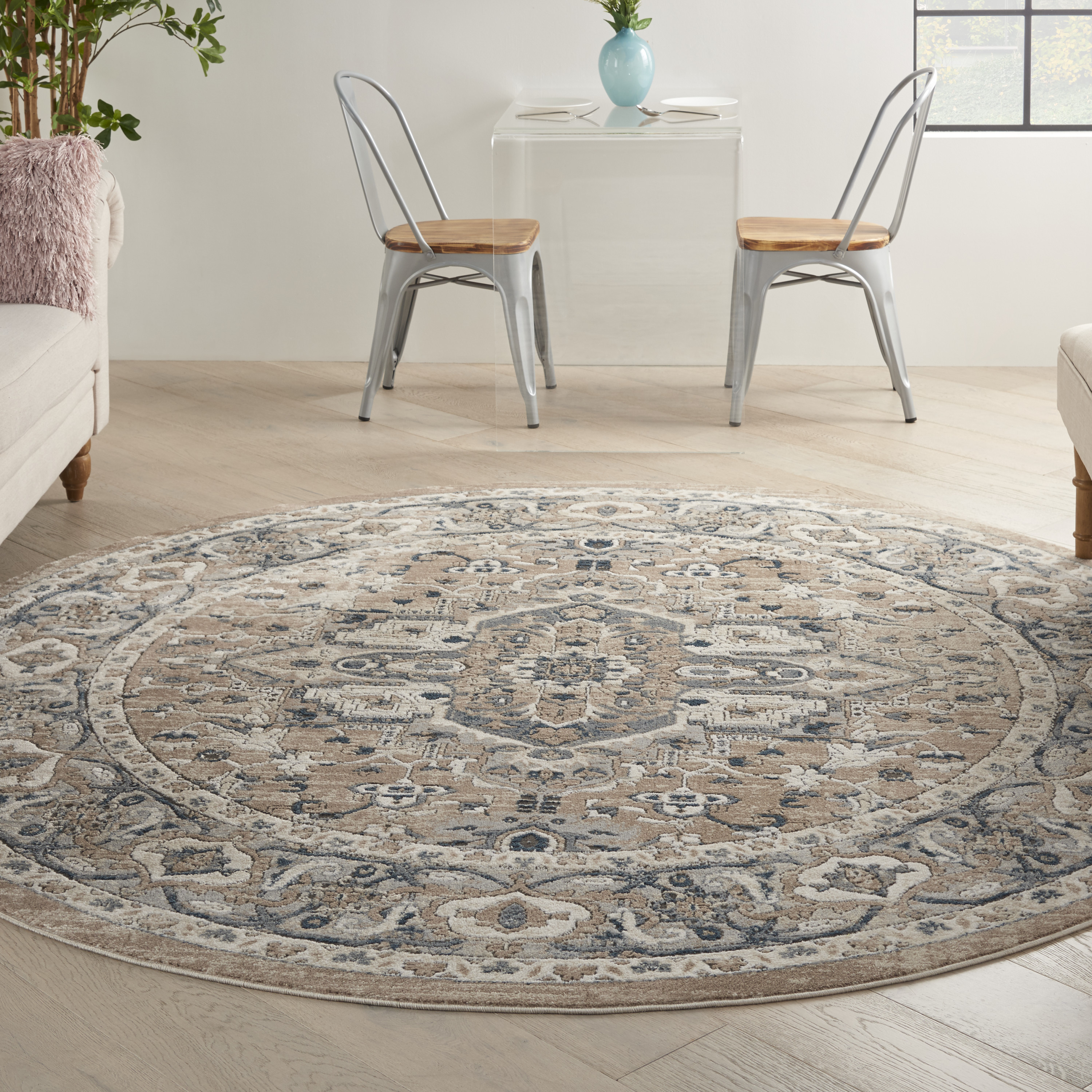 Nourison Concerto Farmhouse Beige/Grey 7'10" x round Area Rug, (8 Round) | Walmart (US)