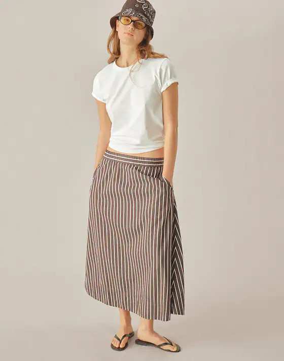A-Line Midi Skirt in Poplin | Madewell