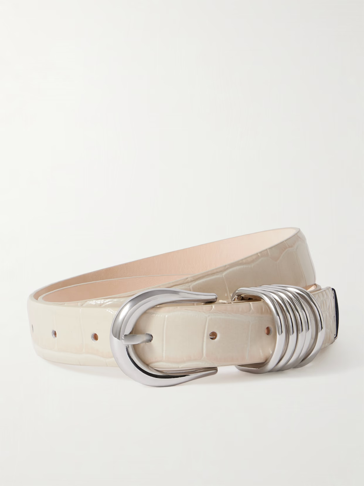 Déhanche - Hollyhock Croc-effect Leather Belt - Ivory | NET-A-PORTER (US)