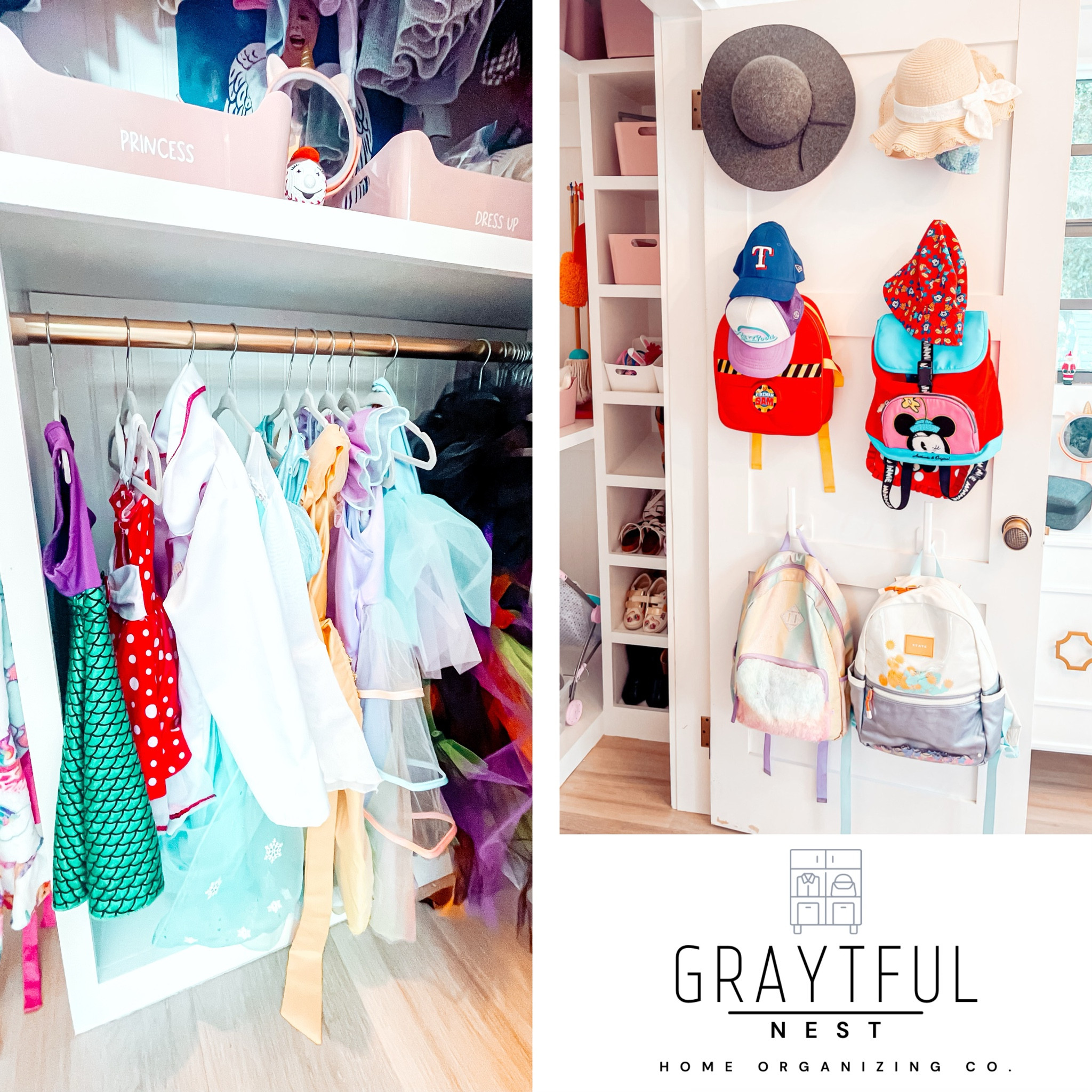 Love the little things that make this closet unique like the gold rods and the hanging hat hooks! 

#LTKhome #LTKkids #LTKbump