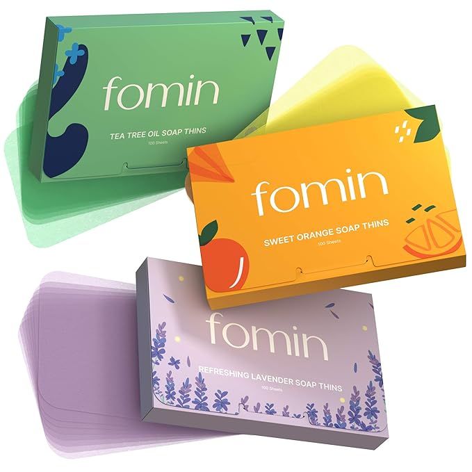 FOMIN - Antibacterial Paper Soap Sheets for Hand Washing - (300 Sheets) Orange, Tea Tree, Lavender P | Amazon (US)