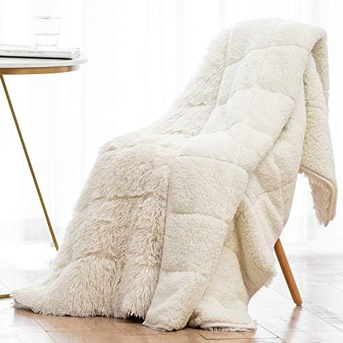 Wemore Shaggy Long Fur Faux Fur Weighted Blanket, Cozy and Fluffy Plush Sherpa Long Hair Blanket ... | Amazon (US)