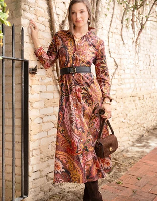 Denise Shirt Dress Tabby Paisley Brown | Spartina 449
