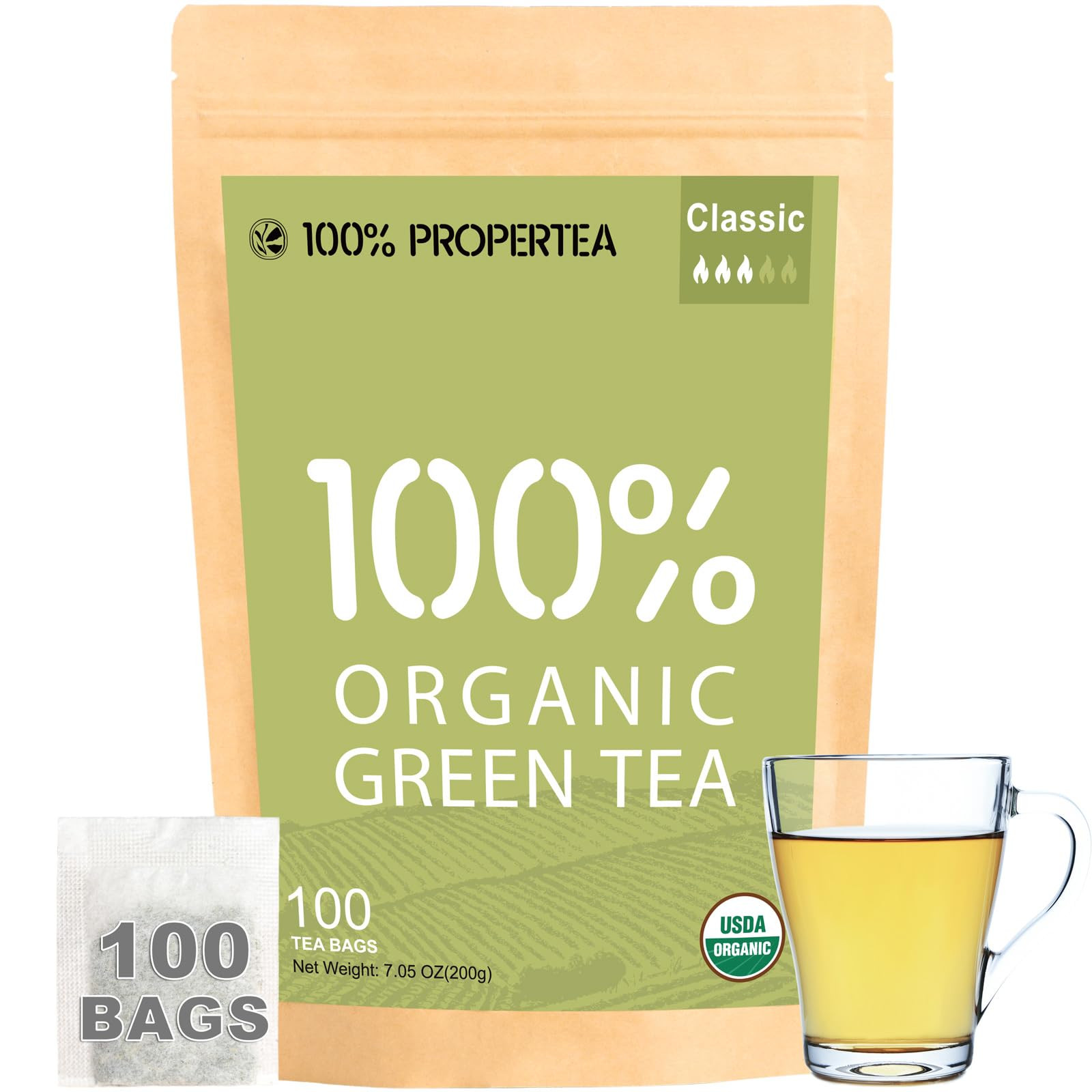 100% Propertea CLASSIC Organic Green Tea, Caffeinated, Rich in Antioxidants, 100 Eco-Friendly Tea... | Amazon (US)