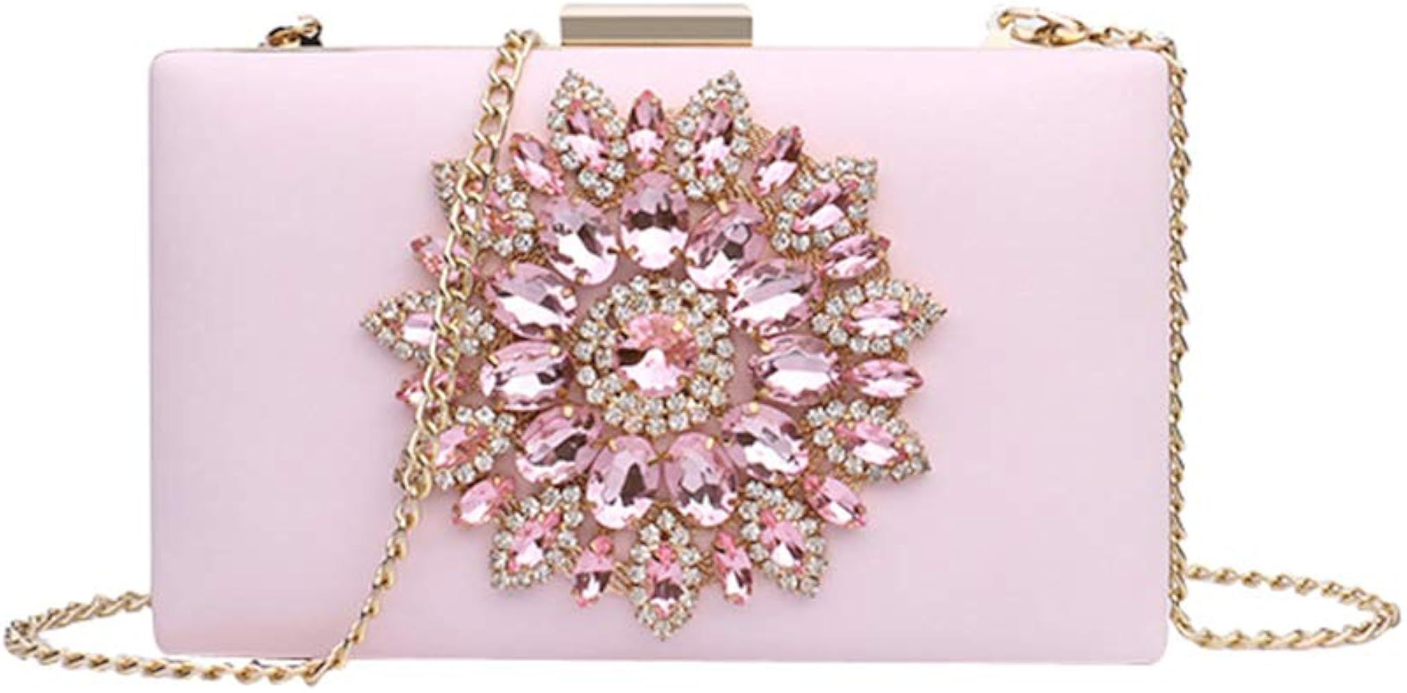 L-COOL Cute Diamond Evening Clutch Purse Shoulder Bag Crossbody Handbag With Chain For Women | Amazon (US)