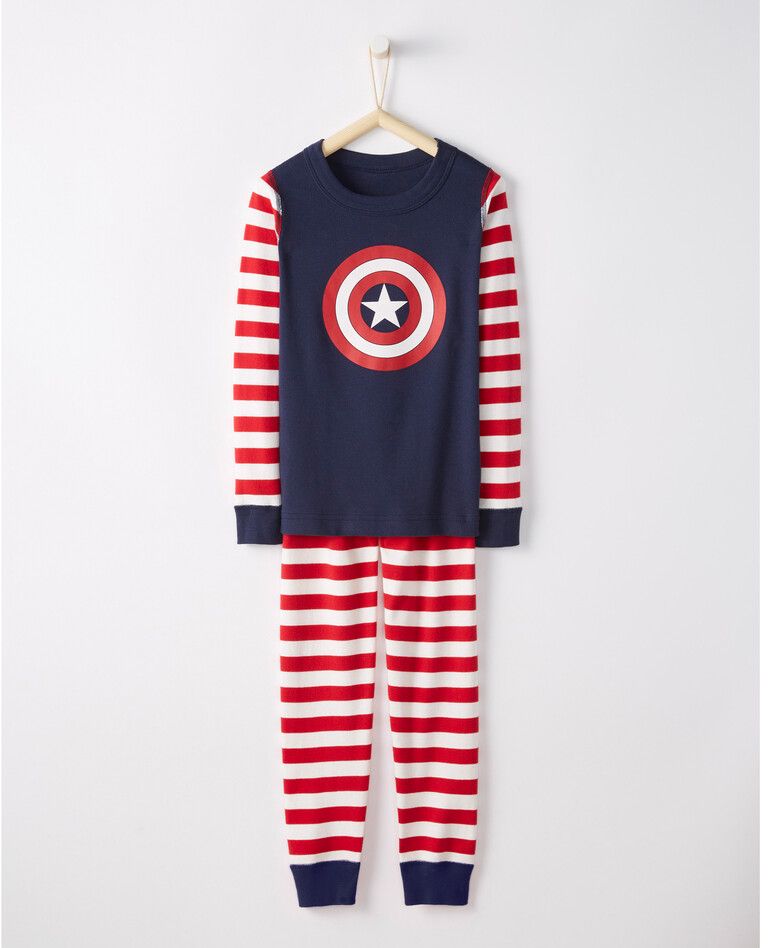 Marvel Captain America Long John Pajamas In Organic Cotton | Hanna Andersson