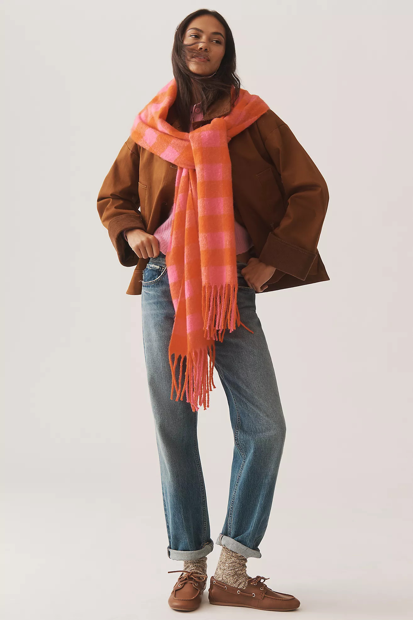 Maeve Brushed Gingham Scarf | Anthropologie (US)