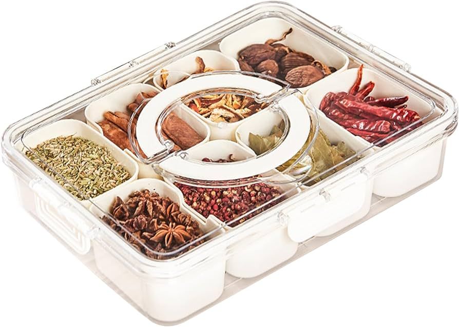 Yoboamic Divided Serving Tray with Lid, Removable Veggie Tray with Lid, 8 Compartment Snackle Box... | Amazon (US)