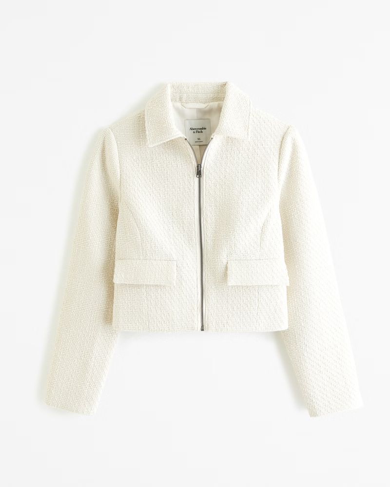 Women's Tweed Trucker Jacket | Women's Coats & Jackets | Abercrombie.com | Abercrombie & Fitch (US)