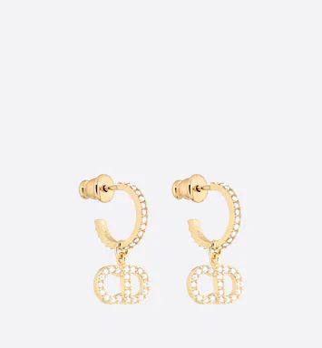 Clair D Lune Earrings Gold-Finish Metal and White Crystals | DIOR | Dior Couture