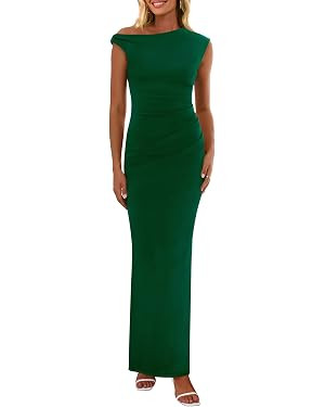 PRETTYGARDEN Women's 2026 Summer Formal Maxi Dresses Sleeveless One Shoulder Bodycon Ruched Mesh ... | Amazon (US)