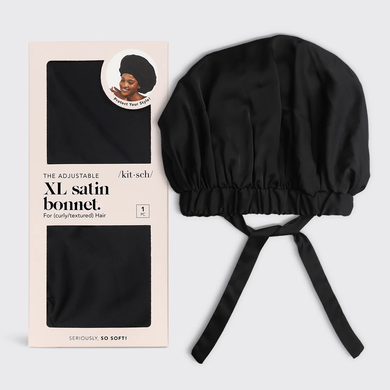 Black Satin Bonnet - XL | Kitsch