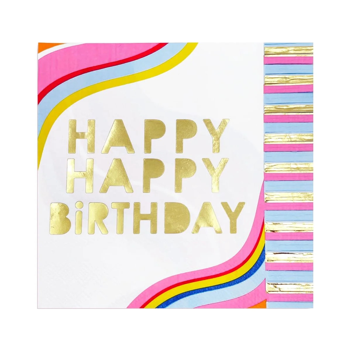 Packed Party 'Happy Happy Birthday' Disposable Fringe 3-Ply Lunch Napkin, 20ct. | Walmart (US)