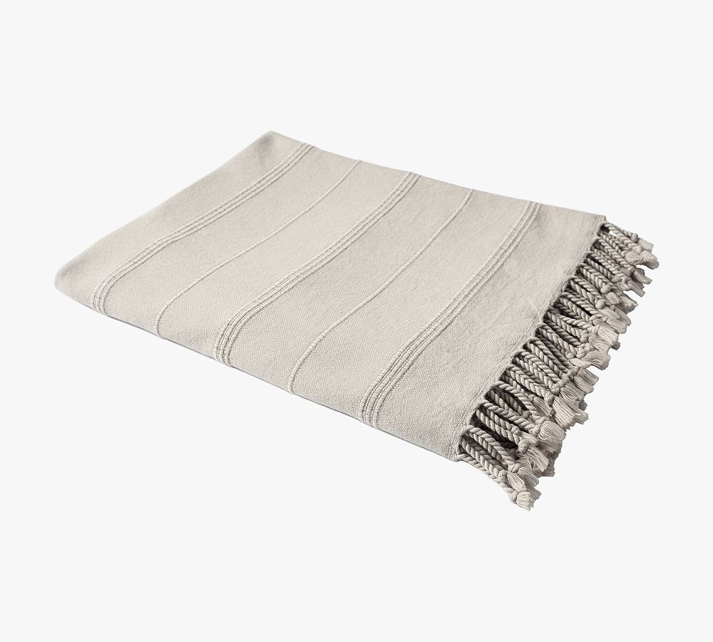 Turkish Cotton Striped Tassel Throw Blanket | Pottery Barn (US)