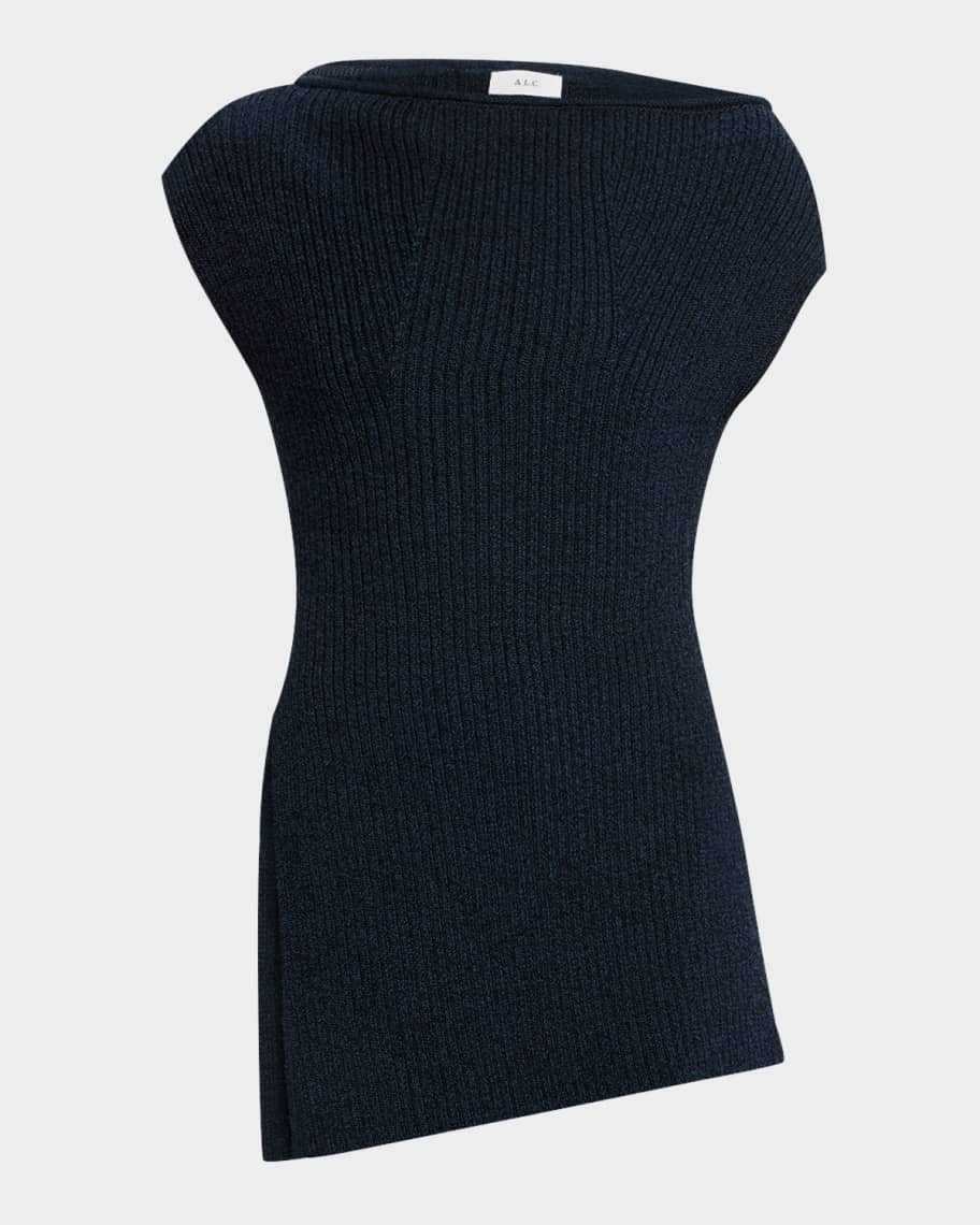 Millie Asymmetric Ribbed Sweater Top | Neiman Marcus