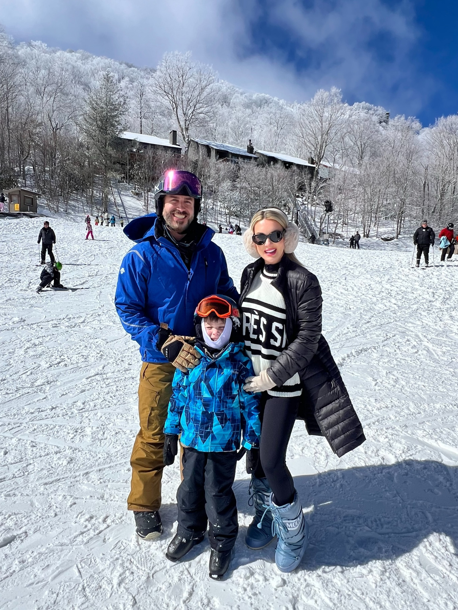 Ski outfit. Wearing size small in black ski fleece lined  jumpsuit. Wearing xsmall in Apres Ski sweater. Size 35-38 in elephant grey moon boots (they are more of a light blue color). Pink lip color is Grasse lip liner & vanilla cream pie lip gloss. 

#skioutfit #skifit #moonboots #skiboots #snowboots #skisweater #fauxfur #guccibelt #skijumpsuit #apresski

#LTKStyleTip #LTKFindsUnder100 #LTKSeasonal