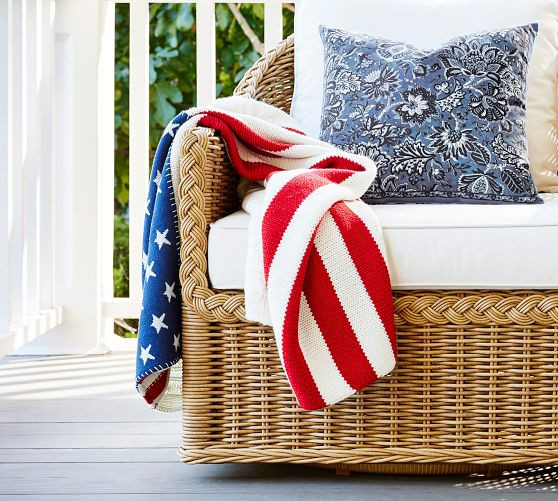 Americana Cable Knit Throw | Pottery Barn (US)