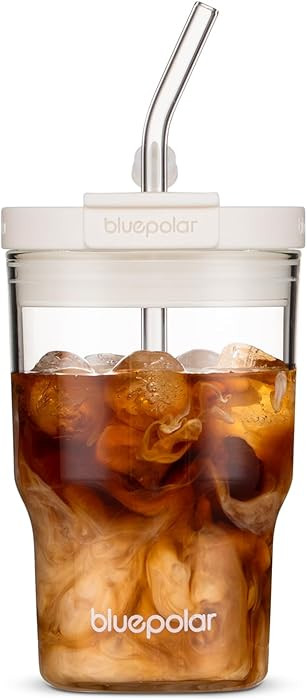 16oz/480ml Iced Coffee Cups With Lids And Straws,Reusable Leakproof Glass Tumbler,Water Bottles,C... | Amazon (US)