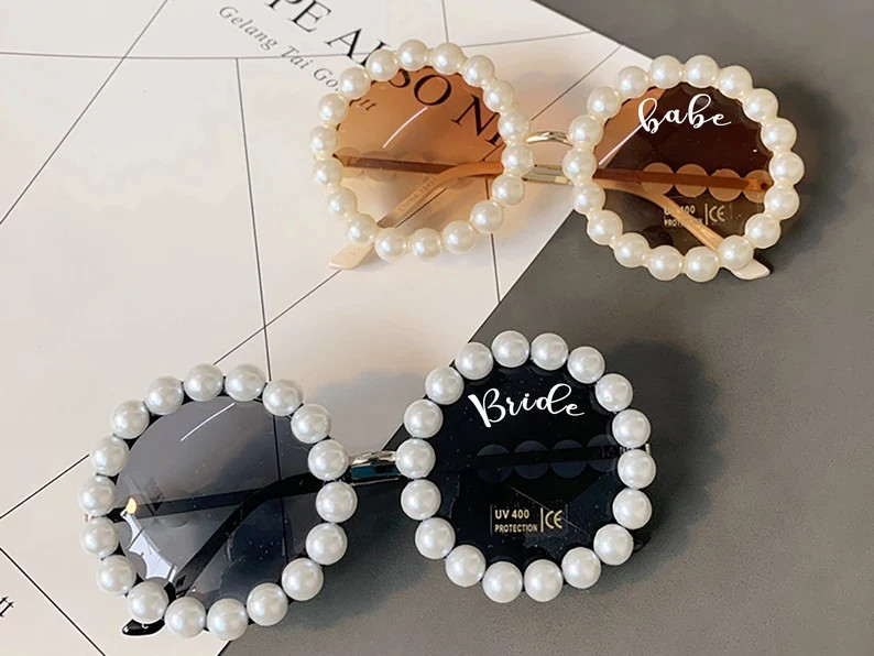 Personalised Sunglasses Round Pearl Sunglasses Bling - Etsy | Etsy (US)