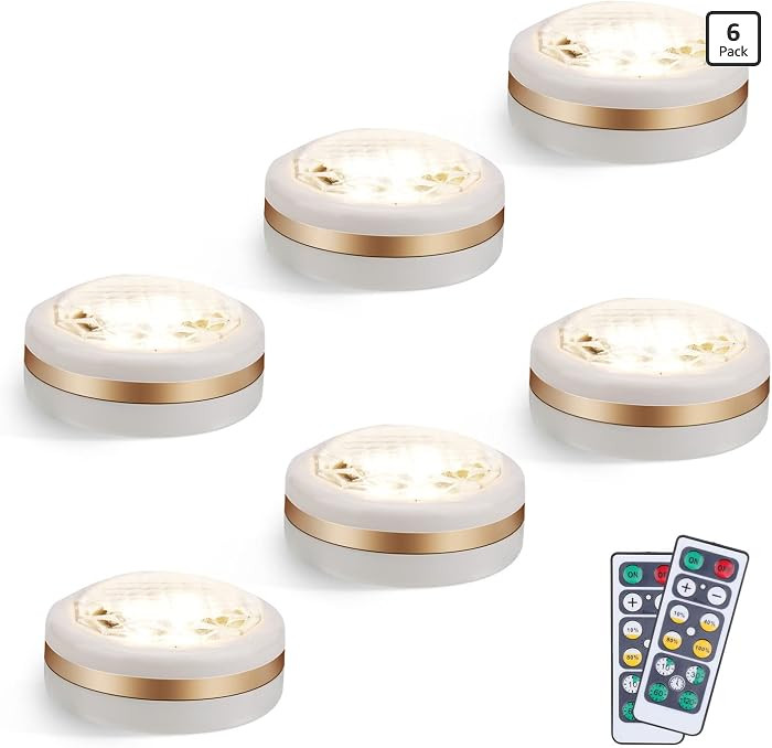 LEASTYLE Puck Lights with Remote,Wireless Under Cabinet Lighting Battery Operated,Nightlight with... | Amazon (US)
