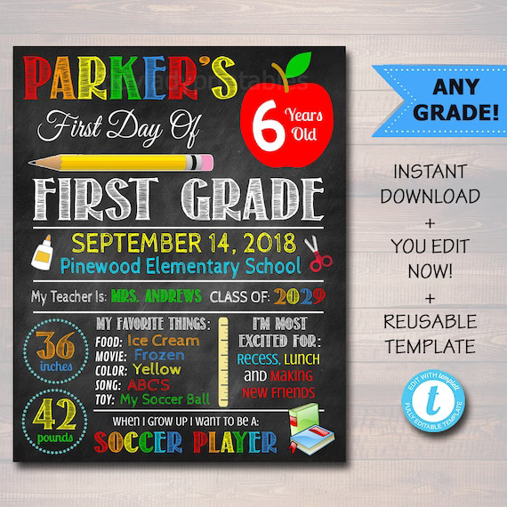 First Day Of School Sign, back to School Chalkboard Poster Personalized School Chalkboard Sign, A... | Etsy (US)