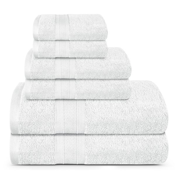 TRIDENT Feather Touch, 100% Cotton, 6 Piece Set, 2 Bath Towels, 2 Hand Towels, and 2 Washcloths, ... | Walmart (US)