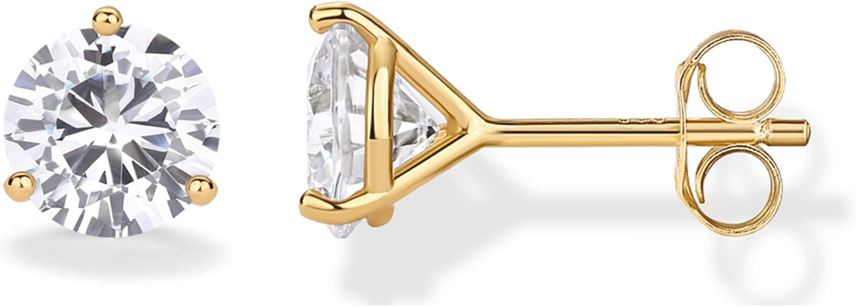 PAVOI 14K Gold Plated Sterling Silver Cubic Zirconia Stud Earrings for Women | Simulated Diamond ... | Amazon (US)