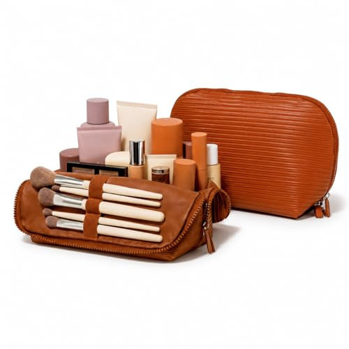 APT 1101 Standing Foldable Makeup Bag for Travel, Vertical Folding Down Design, Organized Cosmetic & Skincare Bag | Amazon (US)