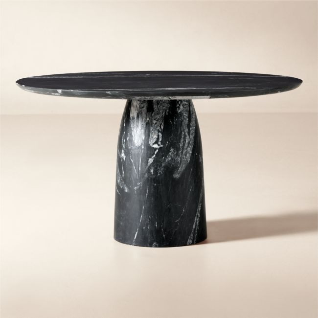 Babylon 54"" Round Black Marble Dining Table | CB2